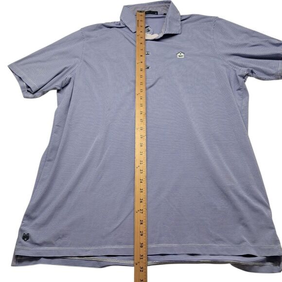 Greyson‎ Polo Shirt Men's XL Blue Striped Golf Short Sleeve Wolf Logo - Picture 9 of 10